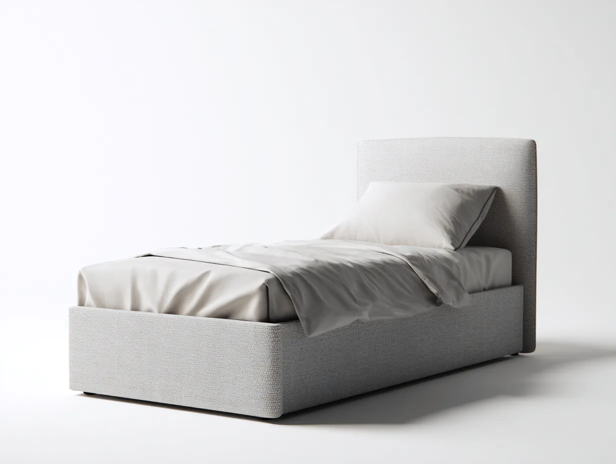 Lit simple-textile-203 x 94 x 95 cm-gris clair-style moderne-Vamonzadecor