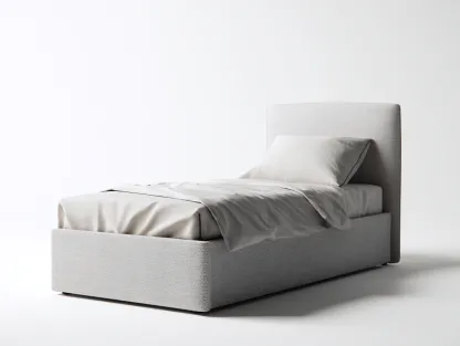 Lit simple-textile-203 x 94 x 95 cm-gris clair-style moderne-Vamonzadecor