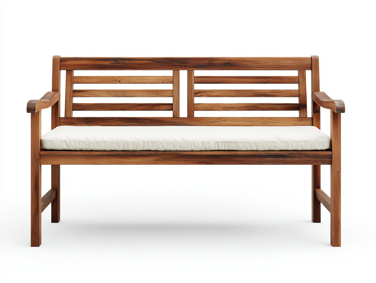 Banc de jardin-bois massif-tissu-145 x 48 x 84 cm-bois naturel-blanc-style moderne-Vamonzadecor
