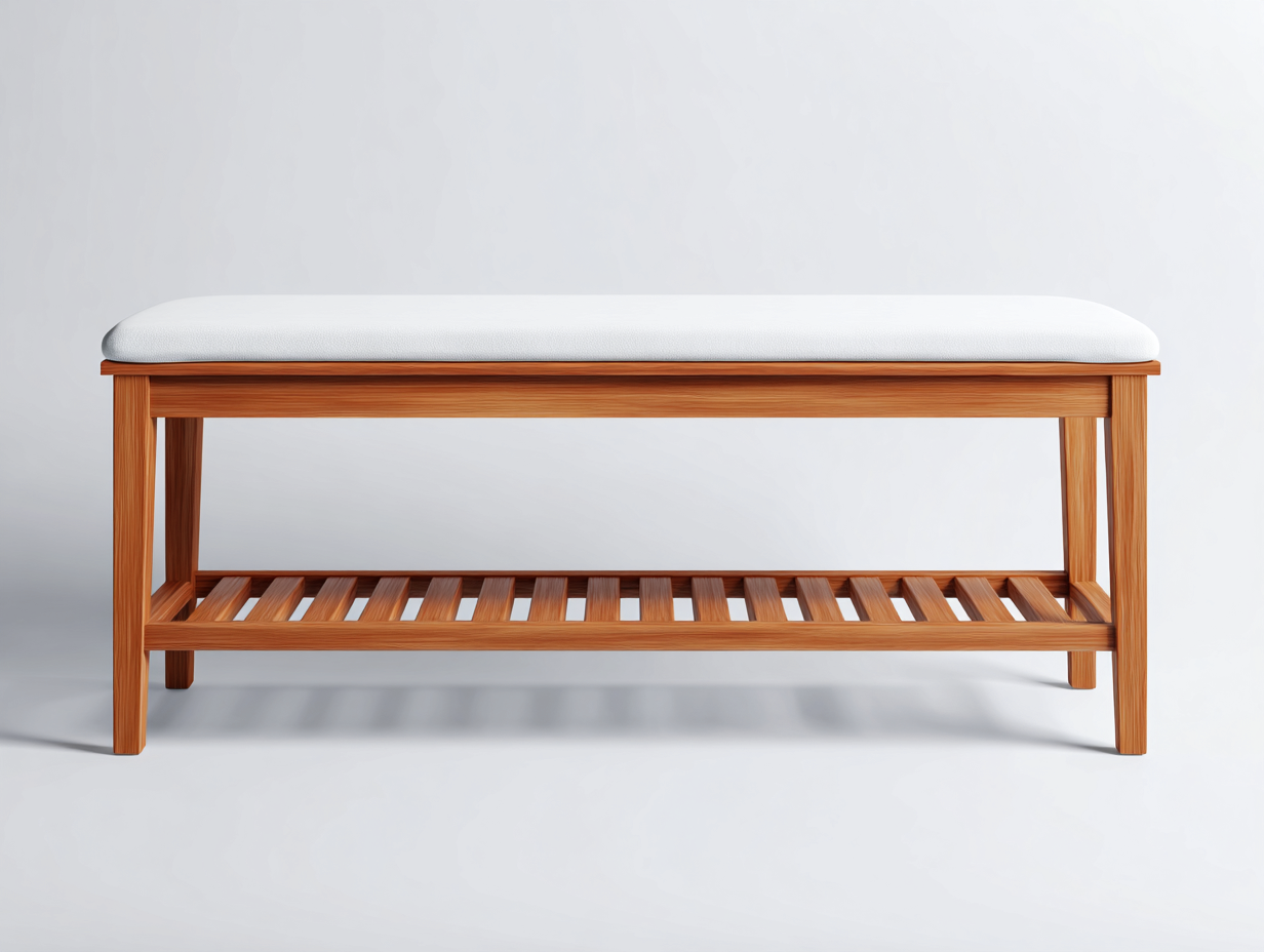 Banc de jardin-bois massif-tissu-110 x 40 x 46 cm-bois naturel-blanc-style moderne-Vamonzadecor