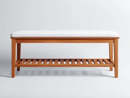 Banc de jardin-bois massif-tissu-110 x 40 x 46 cm-bois naturel-blanc-style moderne-Vamonzadecor