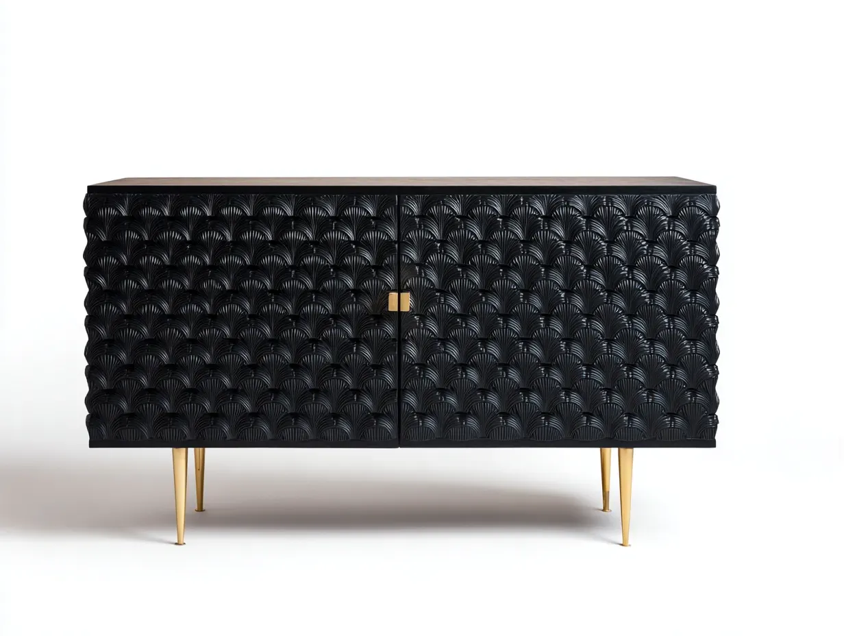 Meuble d'entrée-bois-métal-150 x 40 x 72 cm-noir-doré-style moderne-Sonamodecor