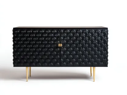 Meuble d'entrée-bois-métal-150 x 40 x 72 cm-noir-doré-style moderne-Sonamodecor