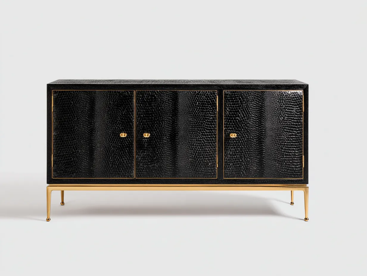 Meuble d'entrée-bois-métal-170 x 40 x 76 cm-noir-doré-style moderne-Sonamodecor