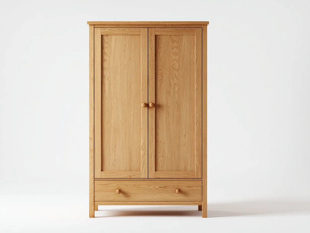 Armoire-Bois massif-102 x 56 x 190 cm-Chêne naturel-Style classique compact-Sonamodecor