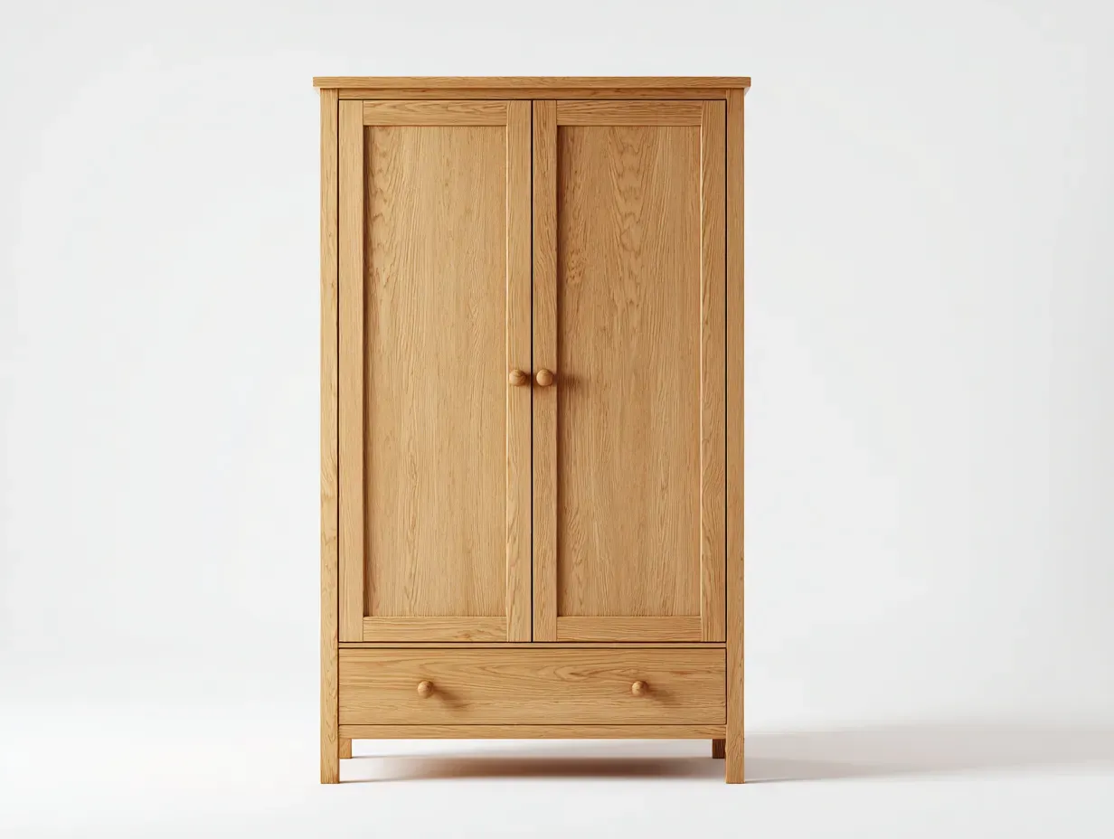 Armoire-Bois massif-102 x 56 x 190 cm-Chêne naturel-Style classique compact-Sonamodecor