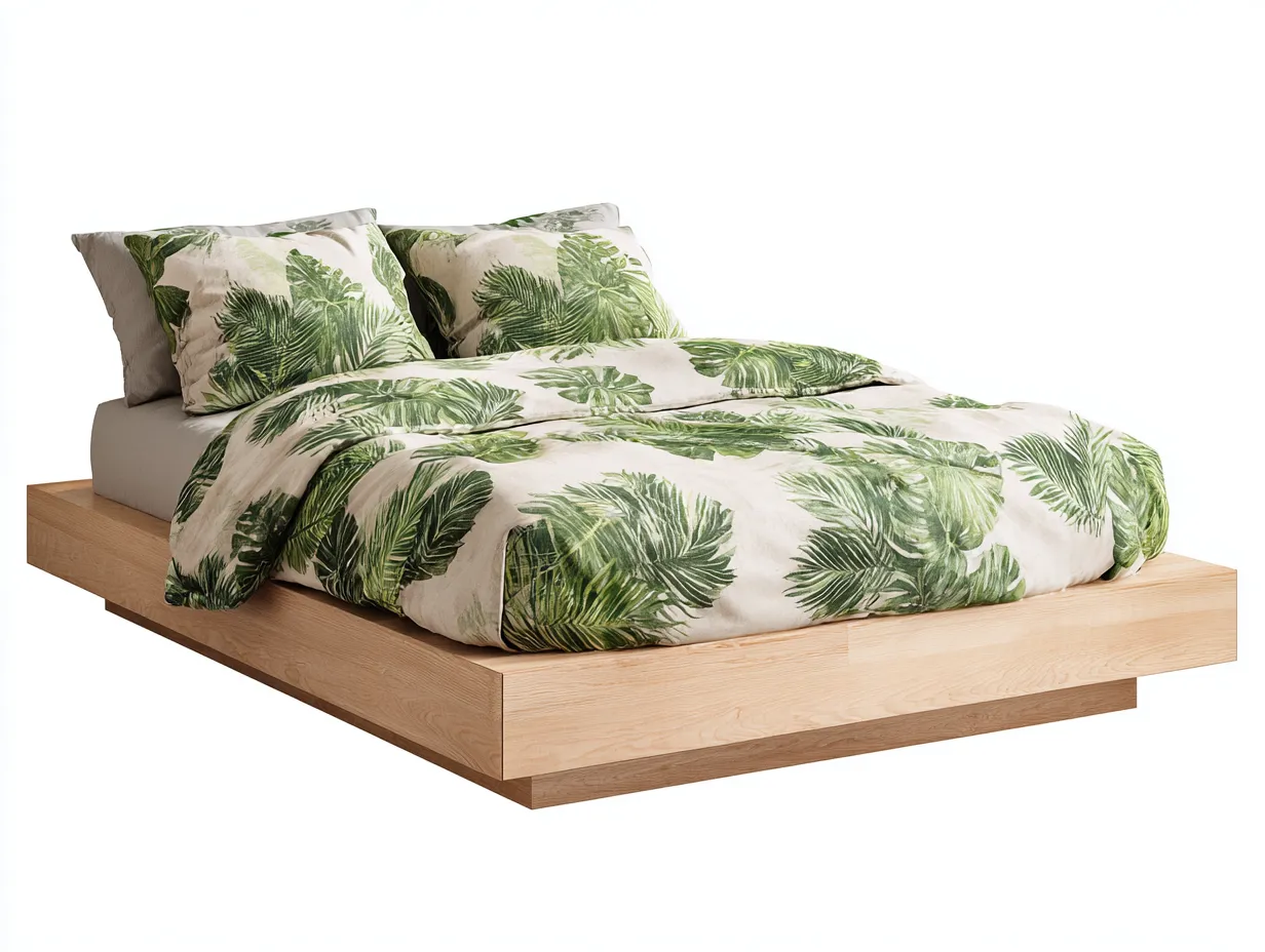 Lit double-bois massif-212 x 172 x 32 cm-chêne clair-style minimaliste plateforme-Sonamodecor