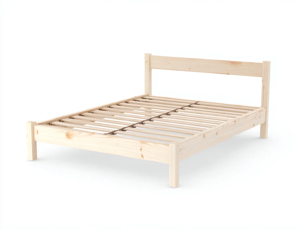 Lit double-bois massif-206 x 166 x 88 cm-pin clair-style minimaliste naturel-Sonamodecor