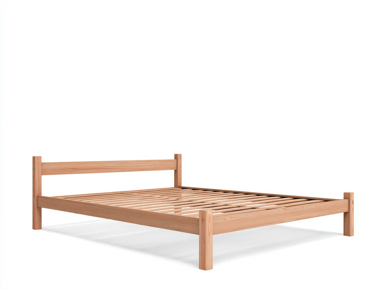Lit double-bois massif-204 x 164 x 85 cm-pin naturel-style minimaliste fonctionnel-Sonamodecor