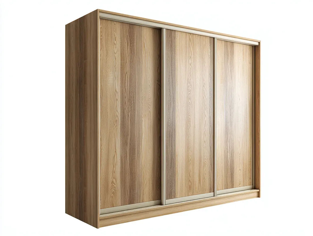 Armoire-Bois massif-métal-198 x 65 x 212 cm-Chêne clair-Style moderne coulissant-Sonamodecor