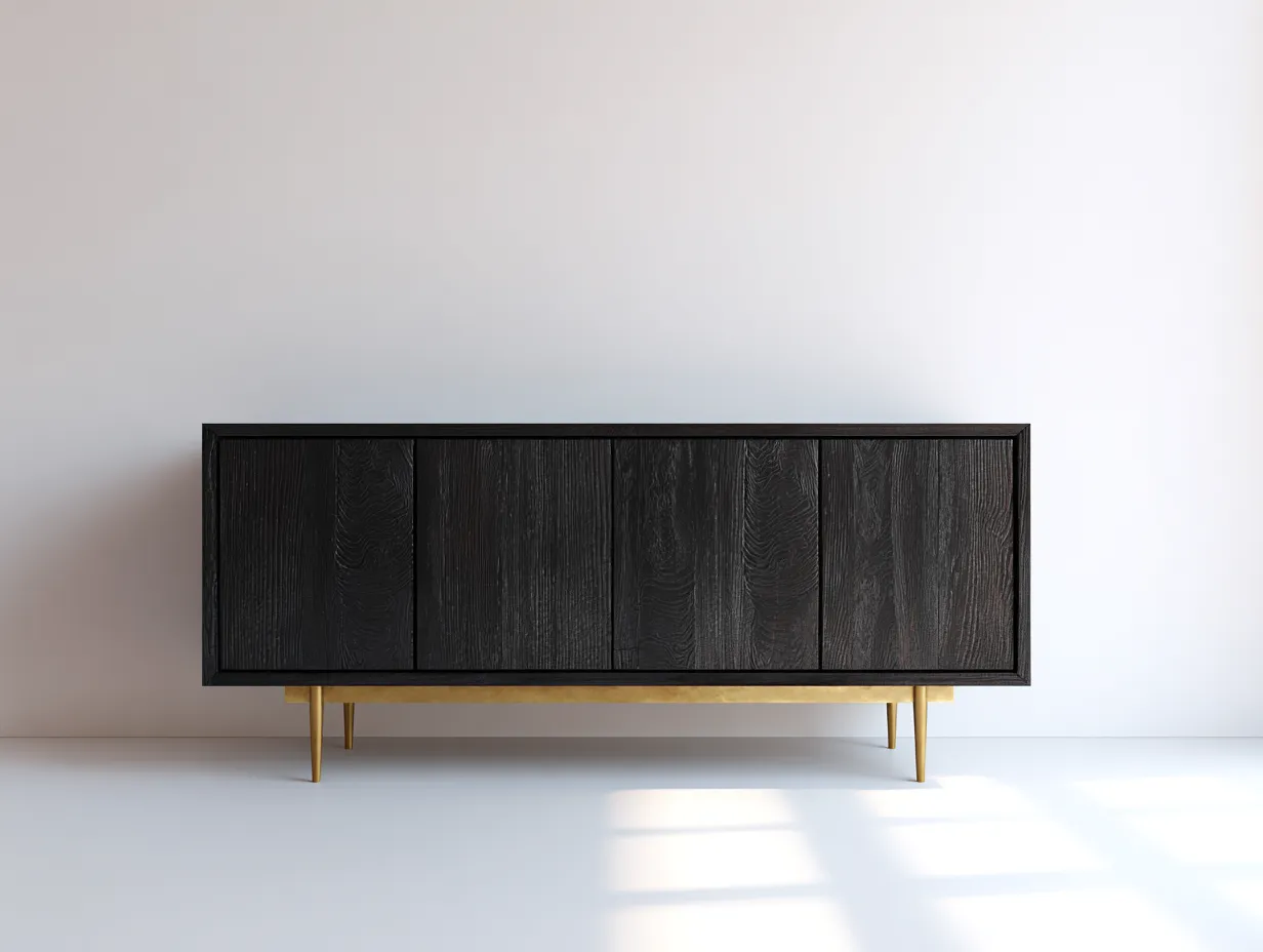 Meuble d'entrée-bois-métal-190 x 45 x 75 cm-noir-doré-style moderne-Sonamodecor