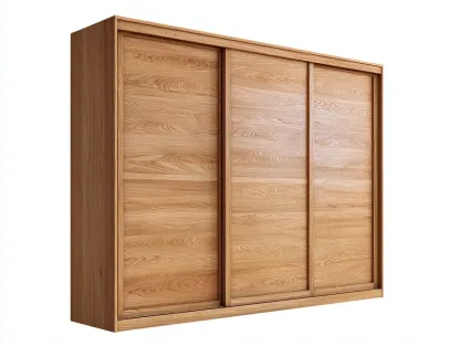 Armoire-Bois massif-220 x 66 x 215 cm-Chêne naturel-Style moderne coulissant-Sonamodecor