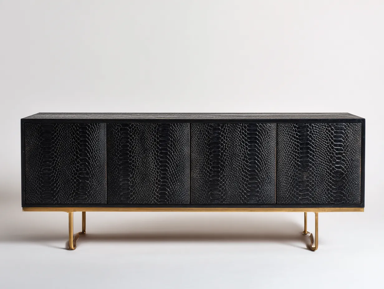 Meuble d'entrée-bois-métal-200 x 45 x 70 cm-noir-doré-style contemporain-Sonamodecor