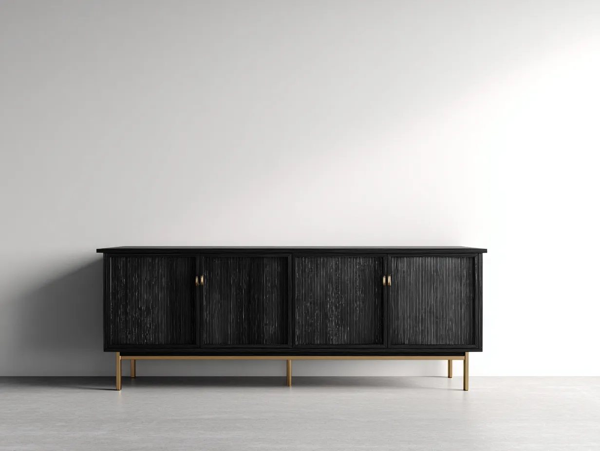 Meuble d'entrée-bois-métal-210 x 48 x 76 cm-noir-doré-style moderne-Sonamodecor