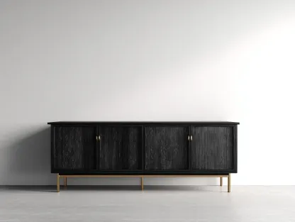 Meuble d'entrée-bois-métal-210 x 48 x 76 cm-noir-doré-style moderne-Sonamodecor