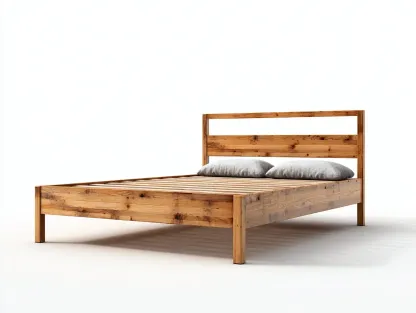 Lit double-bois massif-206 x 166 x 96 cm-pin brun-style rustique naturel avec tête de lit horizontale-Sonamodecor