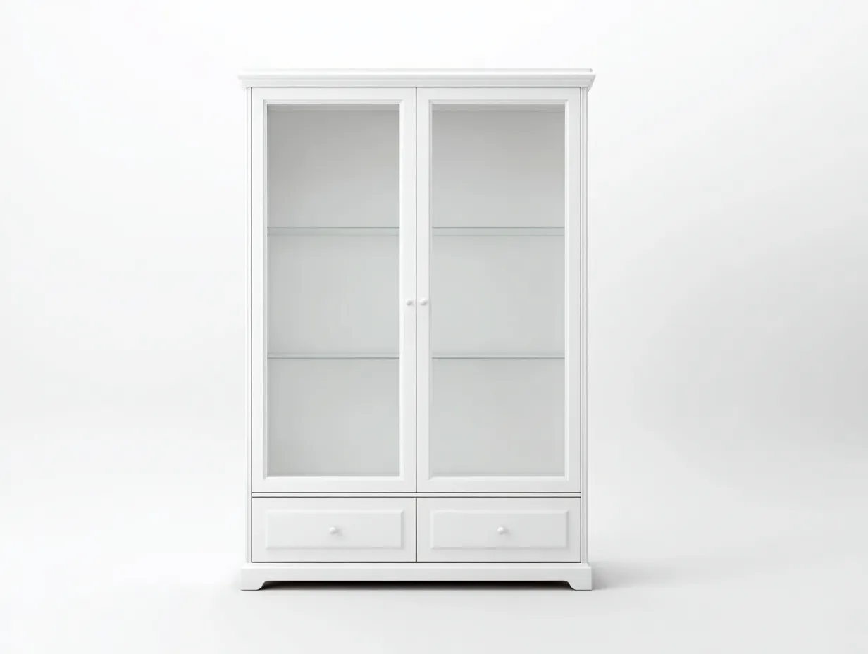 Vitrine - Bois-Verre - 88 x 42 x 182 cm - Blanc - Style moderne-Roriamidecor