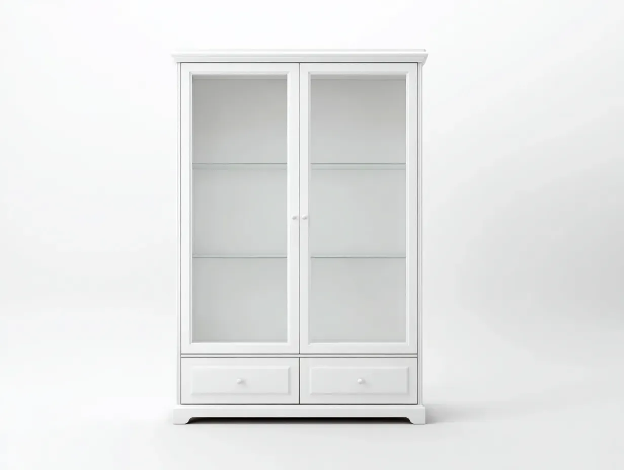 Vitrine - Bois-Verre - 88 x 42 x 182 cm - Blanc - Style moderne-Roriamidecor