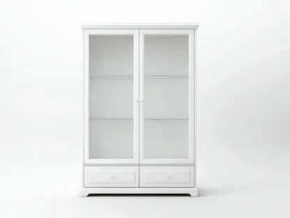 Vitrine - Bois-Verre - 88 x 42 x 182 cm - Blanc - Style moderne-Roriamidecor