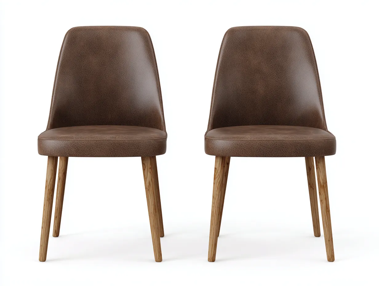 Chaise de salle à manger-cuir synthétique-bois-53x57x81 cm-marron-style minimaliste-Roriamidecor