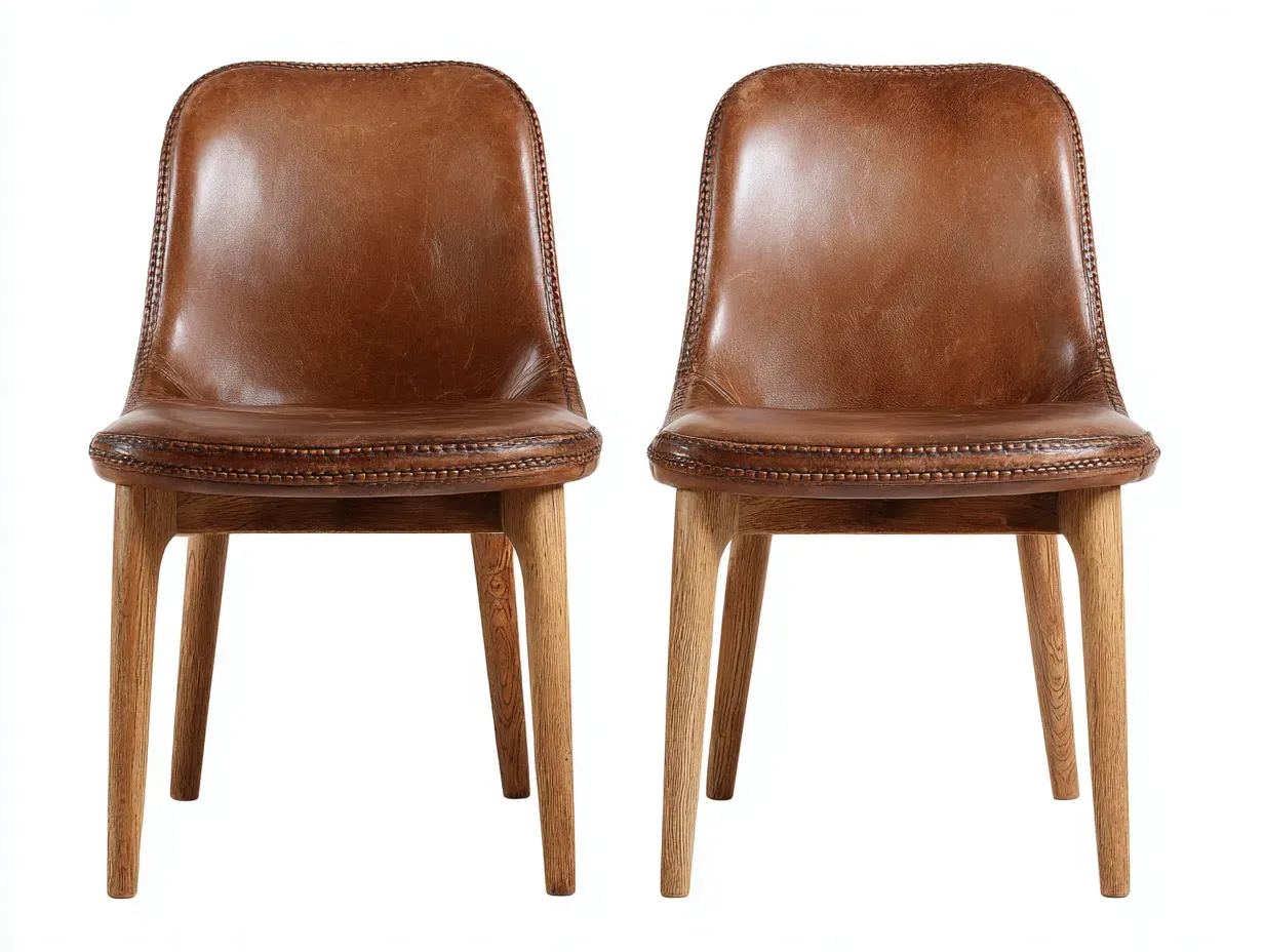Chaise de salle à manger - cuir synthétique-bois - 52 x 55 x 82 cm - marron - style rétro-Roriamidecor
