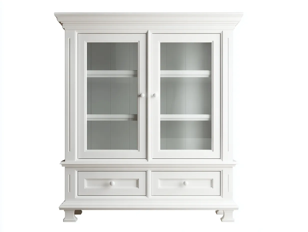 Vitrine - Bois-Verre - 94 x 41 x 176 cm - Blanc - Style classique épuré-Roriamidecor
