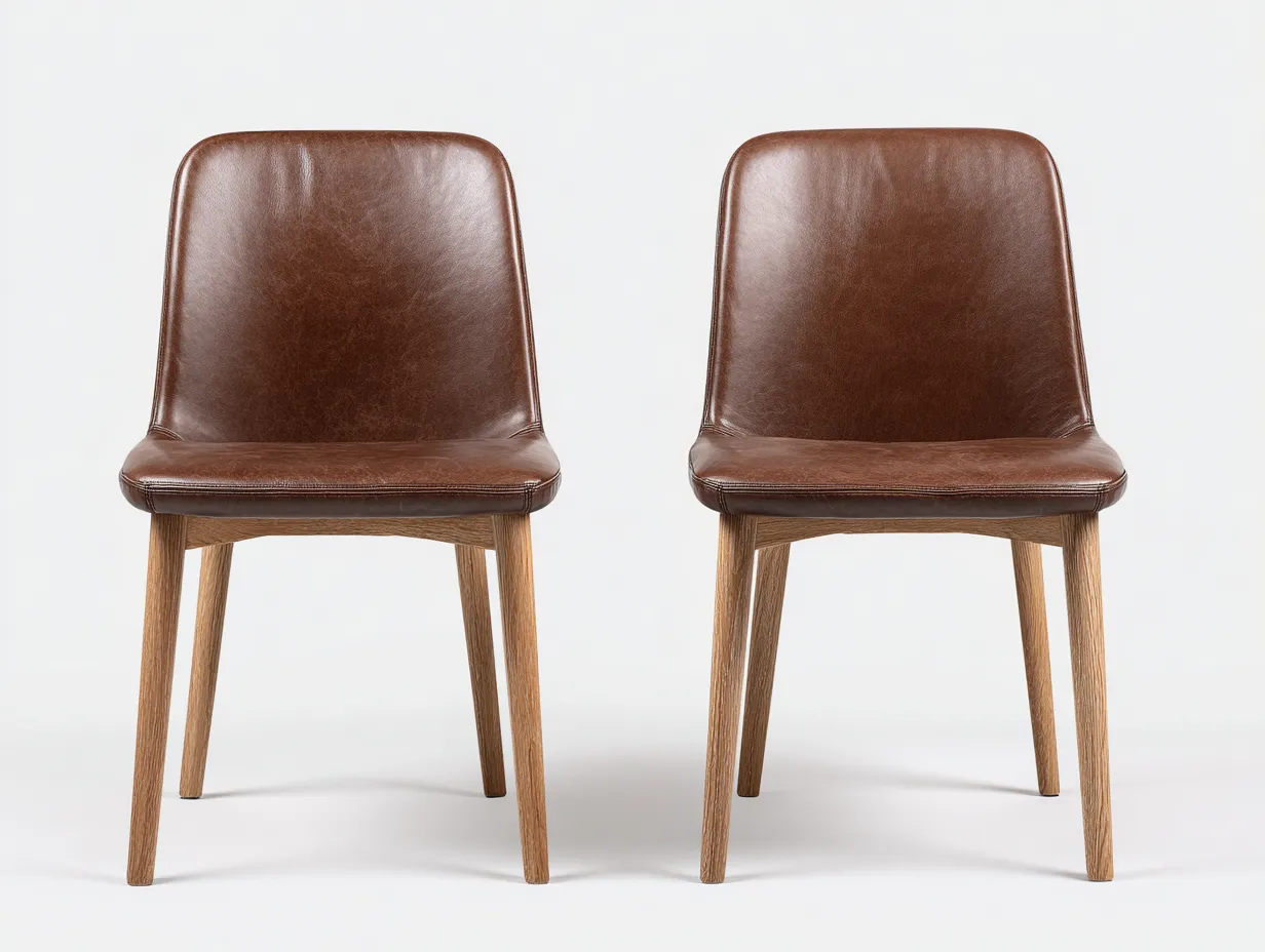 Chaise de salle à manger - cuir synthétique-bois - 47 x 51 x 80 cm - marron foncé - style minimaliste-Roriamidecor