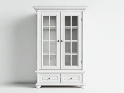 Vitrine - Bois-Verre - 98 x 44 x 188 cm - Blanc - Style classique raffiné-Roriamidecor