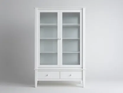 Vitrine - Bois-Verre - 92 x 44 x 186 cm - Blanc - Style contemporain-Roriamidecor