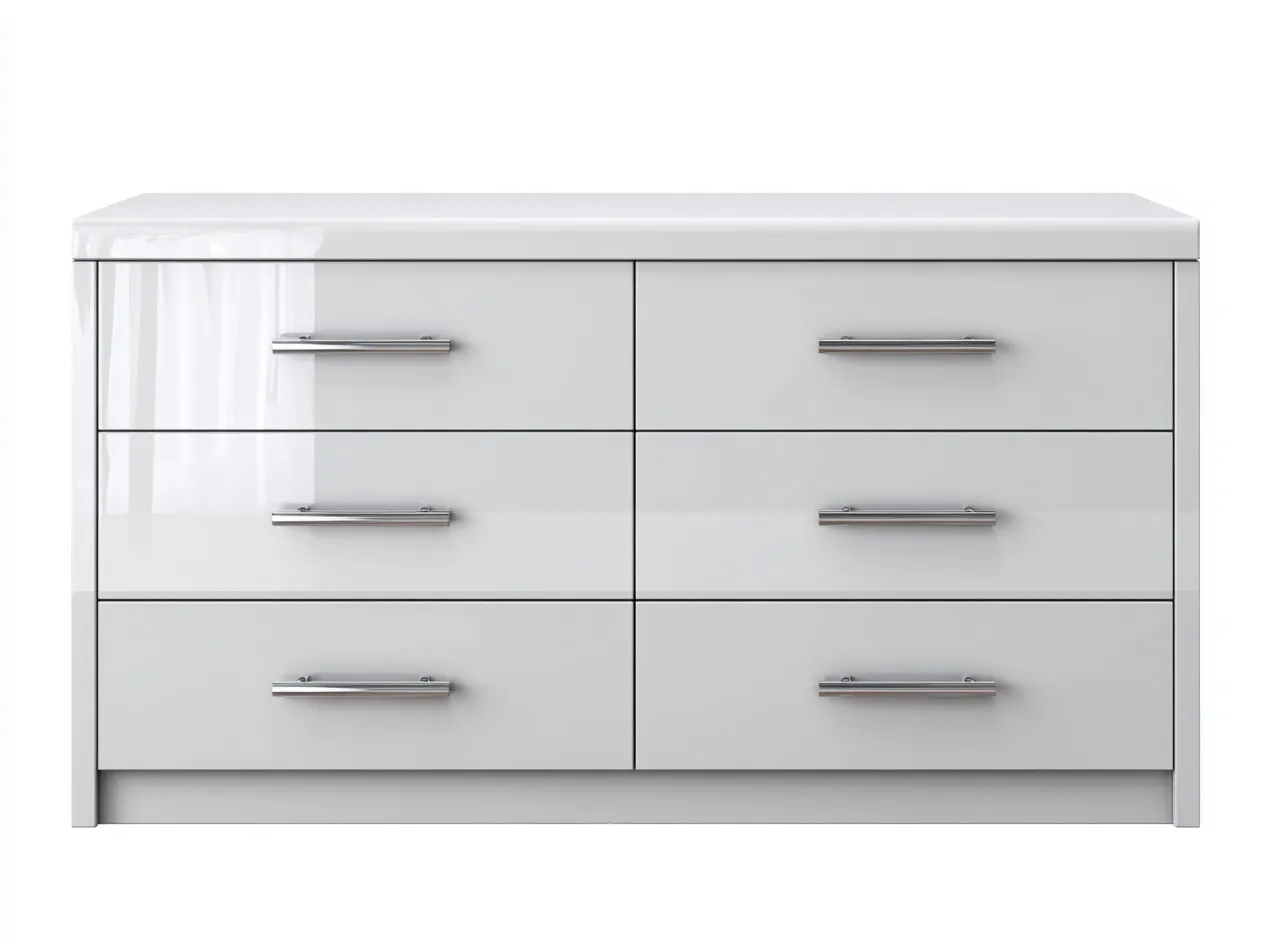 Commode-MDF-métal-118 x 39 x 76 cm-blanc brillant-style moderne-Roriamidecor
