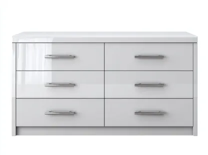 Commode-MDF-métal-118 x 39 x 76 cm-blanc brillant-style moderne-Roriamidecor