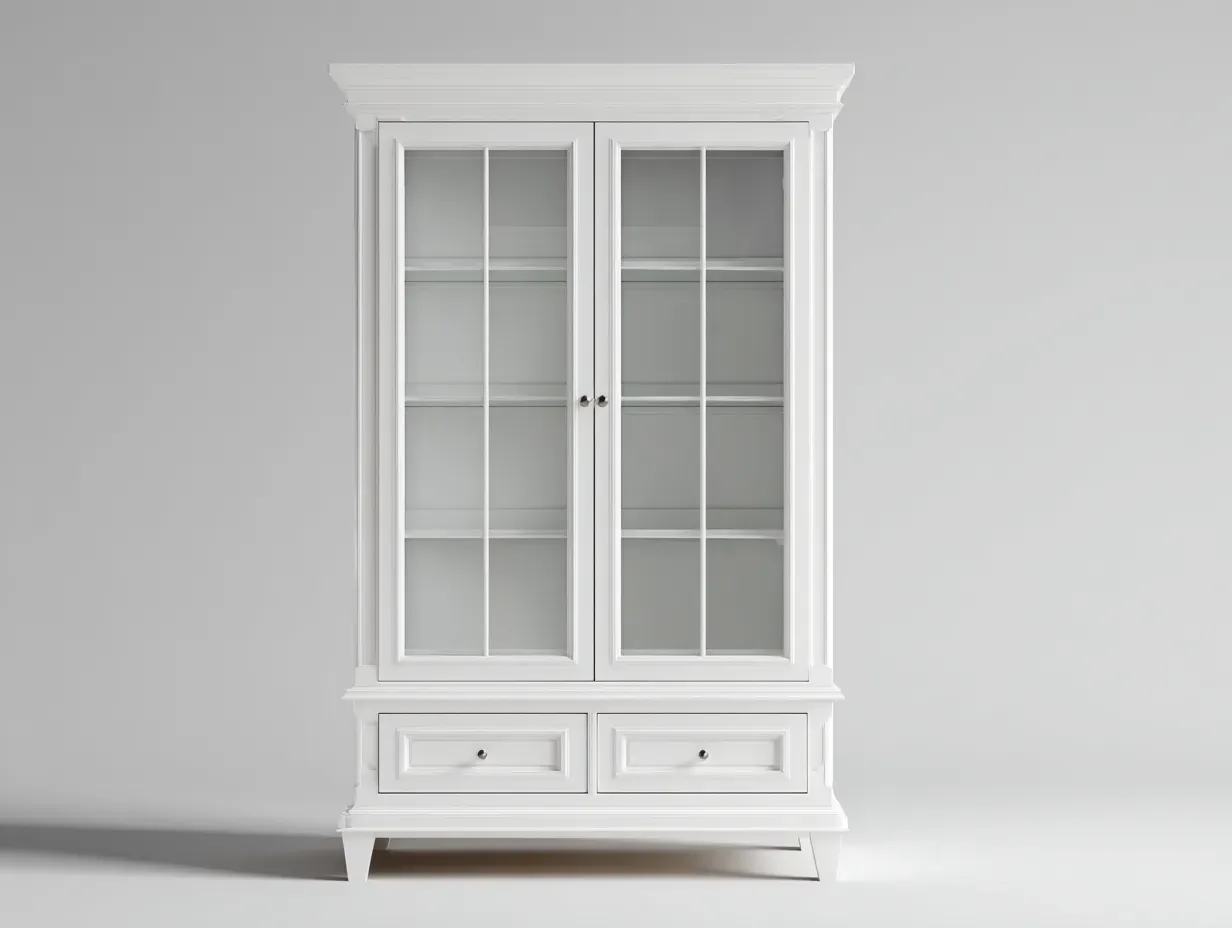 Vitrine - Bois-Verre - 96 x 45 x 190 cm - Blanc - Style classique-Roriamidecor