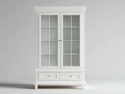 Vitrine - Bois-Verre - 96 x 45 x 190 cm - Blanc - Style classique-Roriamidecor