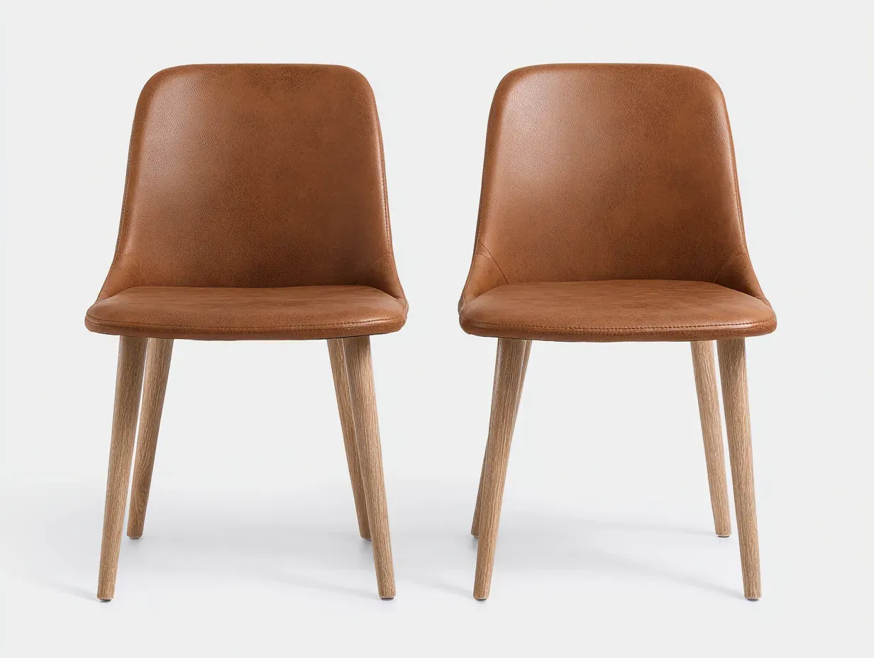 Chaise de salle à manger - cuir synthétique-bois - 48 x 52 x 81 cm - marron - style scandinave-Roriamidecor