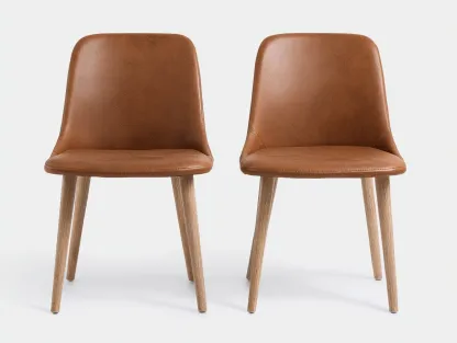 Chaise de salle à manger - cuir synthétique-bois - 48 x 52 x 81 cm - marron - style scandinave-Roriamidecor