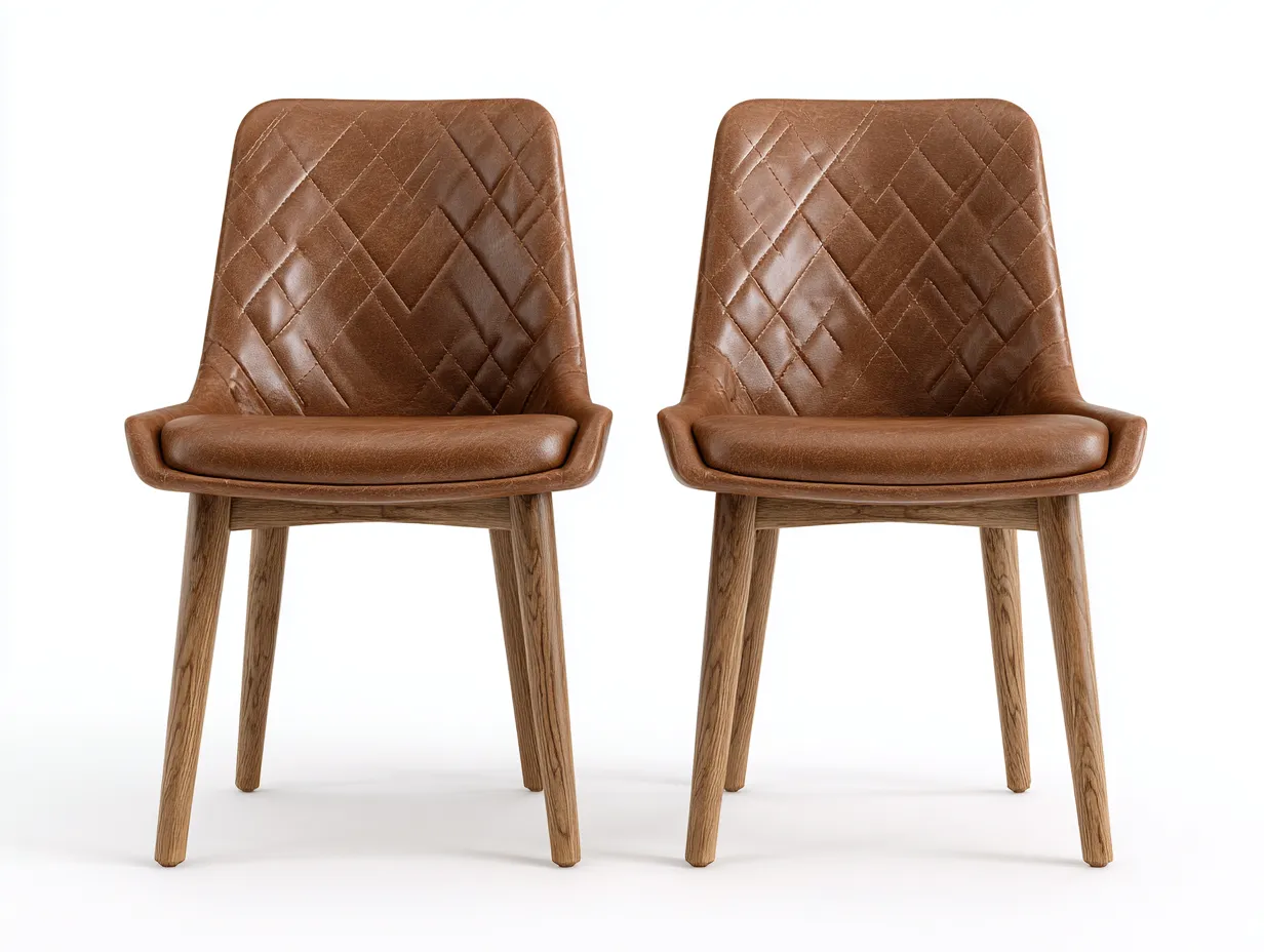 Chaise de salle à manger - cuir synthétique-bois - 53 x 57 x 85 cm - marron - style contemporain-Roriamidecor