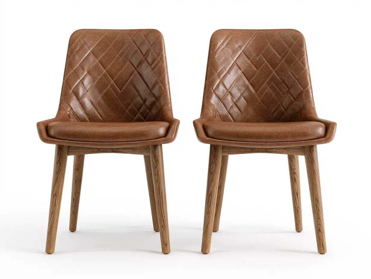Chaise de salle à manger - cuir synthétique-bois - 53 x 57 x 85 cm - marron - style contemporain-Roriamidecor