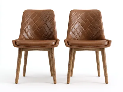 Chaise de salle à manger - cuir synthétique-bois - 53 x 57 x 85 cm - marron - style contemporain-Roriamidecor