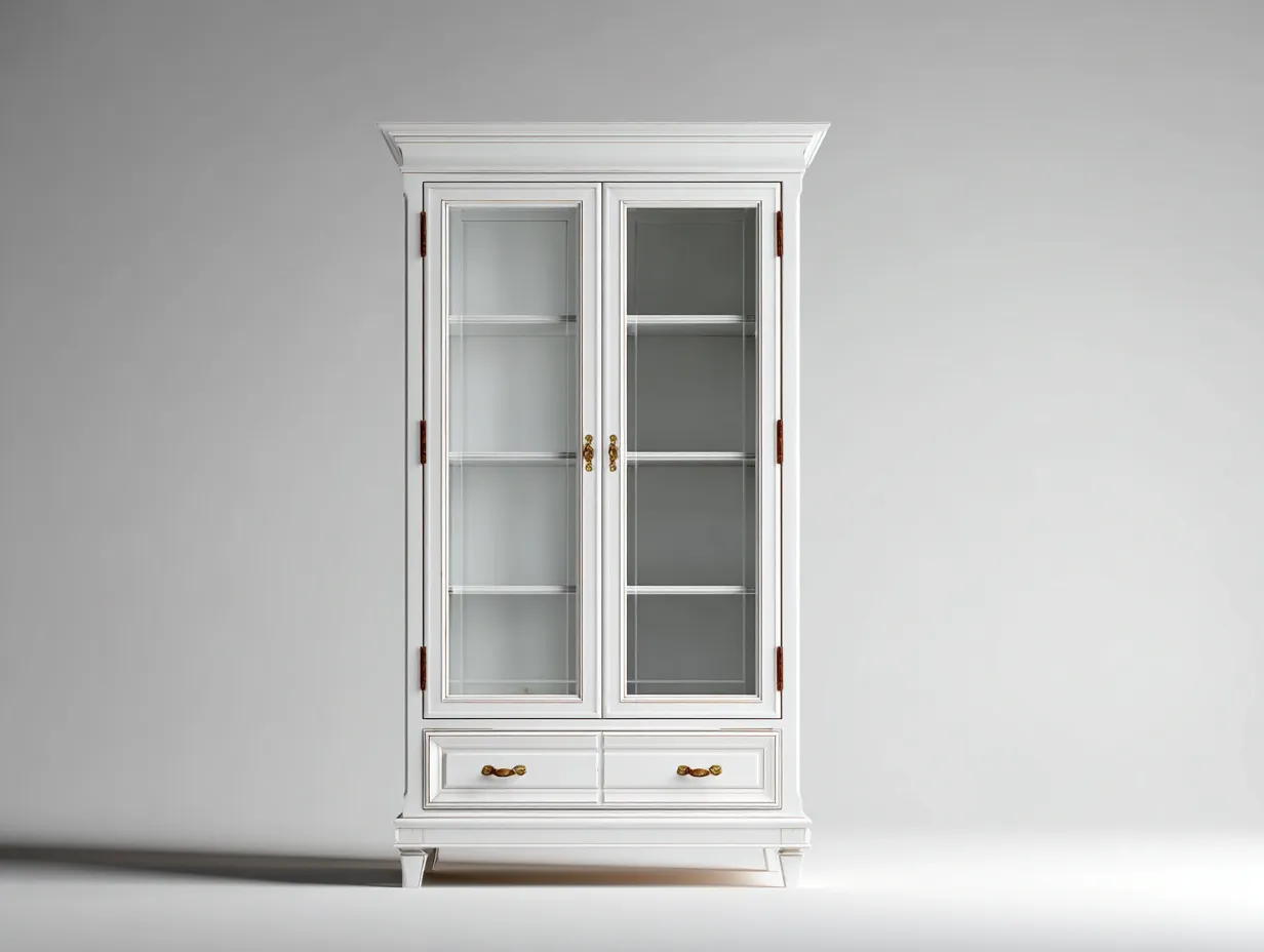 Vitrine - Bois-Verre - 90 x 43 x 188 cm - Blanc - Style élégant-Roriamidecor