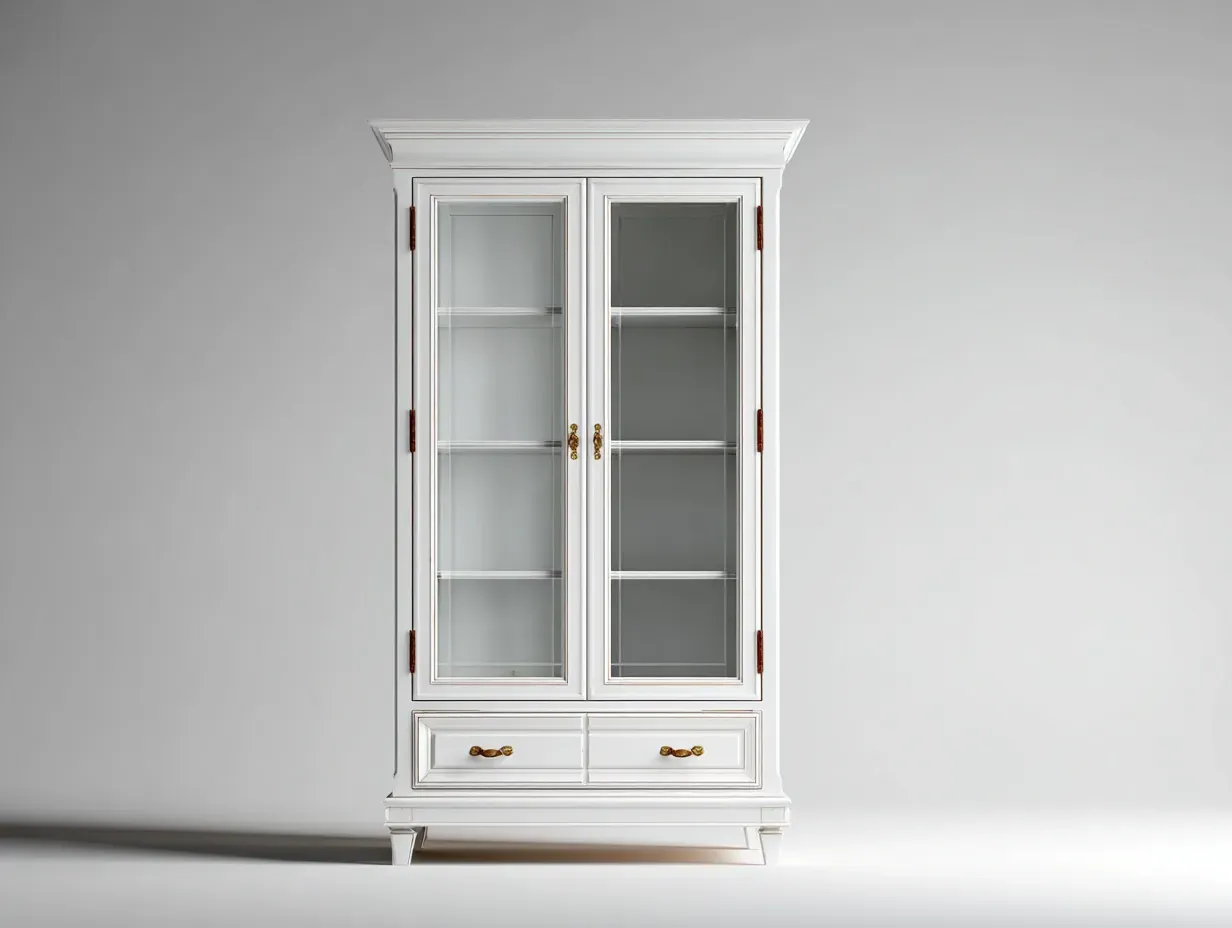 Vitrine - Bois-Verre - 90 x 43 x 188 cm - Blanc - Style élégant-Roriamidecor