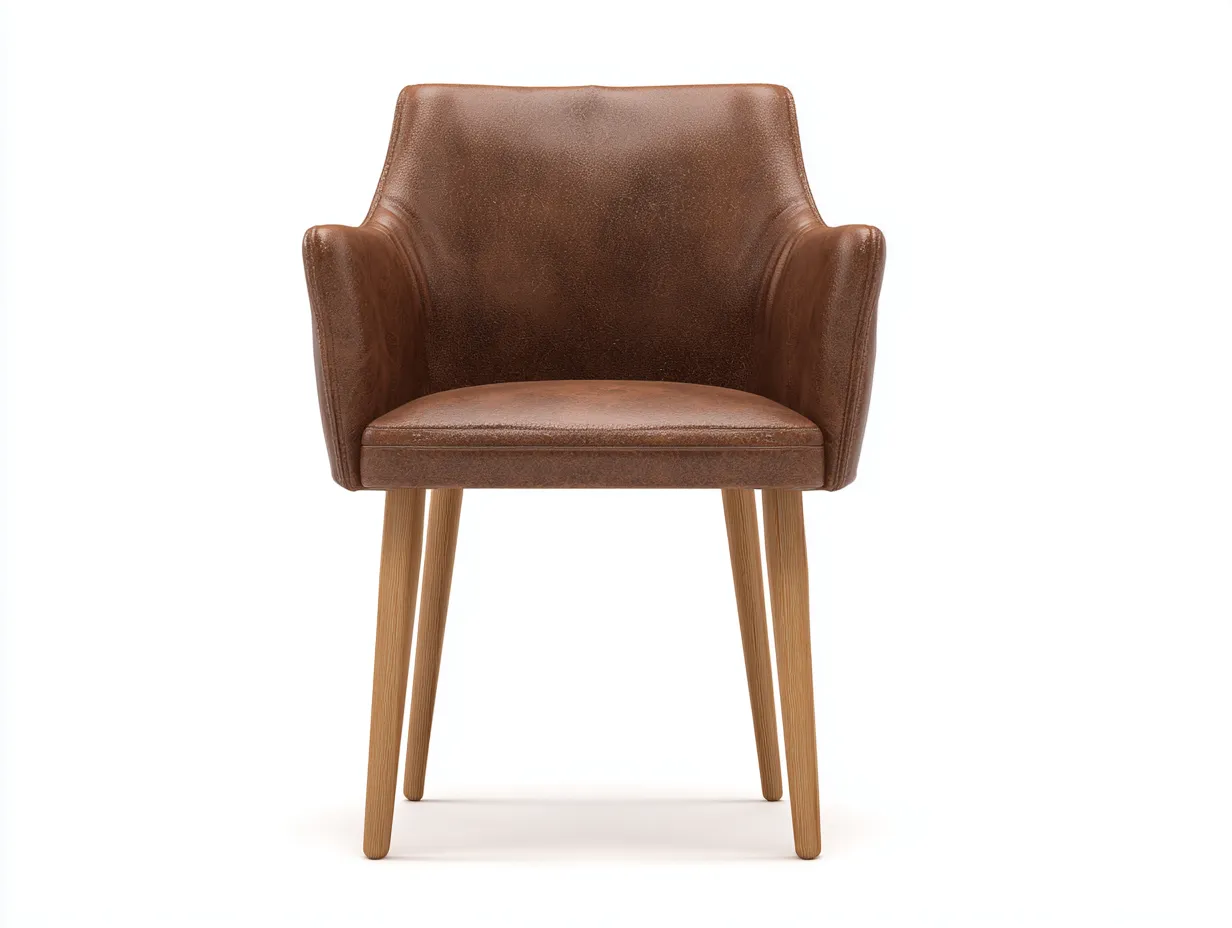 Chaise de salle à manger - cuir synthétique-bois - 58 x 60 x 82 cm - marron - style moderne-Roriamidecor