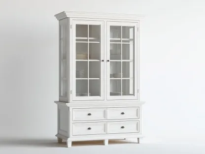 Vitrine - Bois-Verre - 100 x 45 x 190 cm - Blanc - Style classique élégant-Roriamidecor