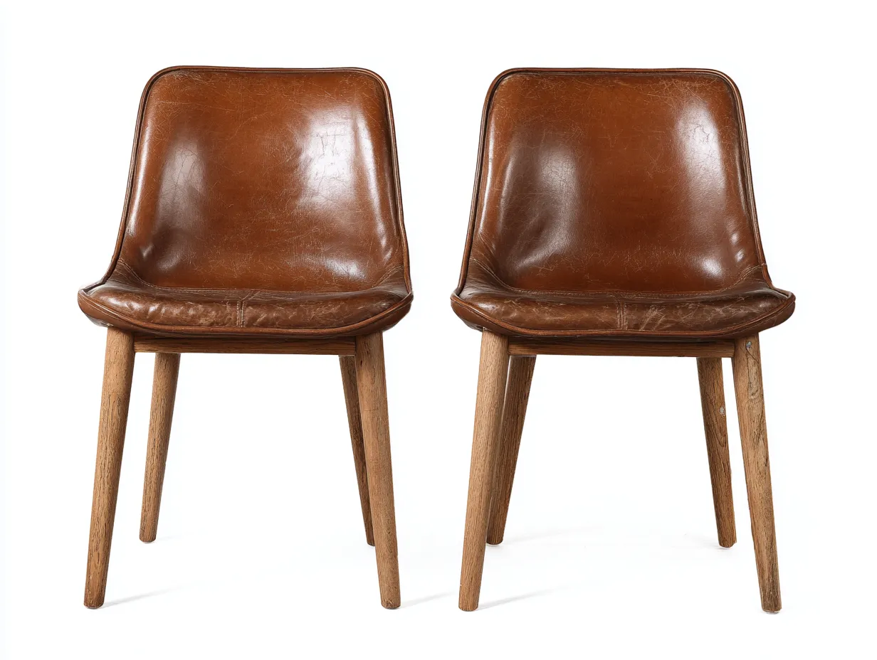 Chaise de salle à manger - cuir synthétique-bois - 50 x 54 x 79 cm - marron - style vintage-Roriamidecor