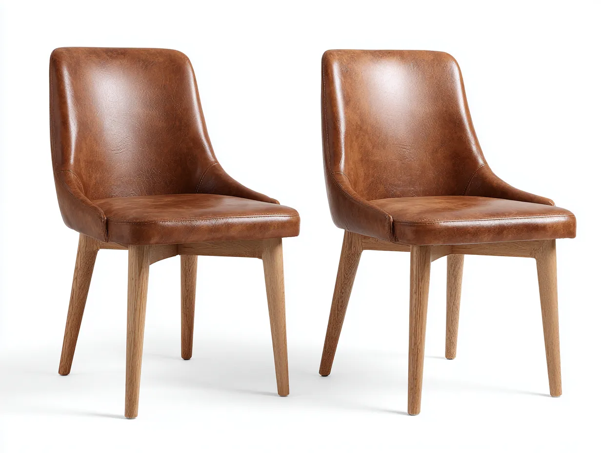 Chaise de salle à manger - cuir synthétique-bois - 51 x 56 x 84 cm - marron - style vintage-Roriamidecor
