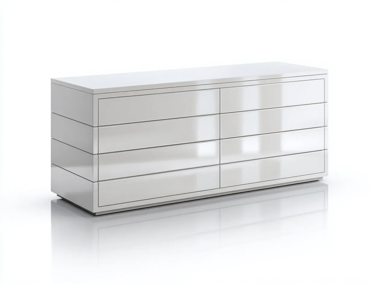 Commode-MDF-métal-136 x 46 x 73 cm-blanc brillant-style moderne-Roriamidecor