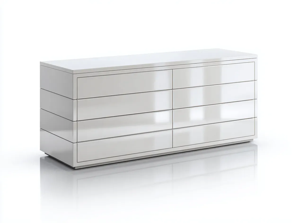 Commode-MDF-métal-136 x 46 x 73 cm-blanc brillant-style moderne-Roriamidecor