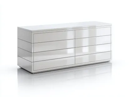 Commode-MDF-métal-136 x 46 x 73 cm-blanc brillant-style moderne-Roriamidecor