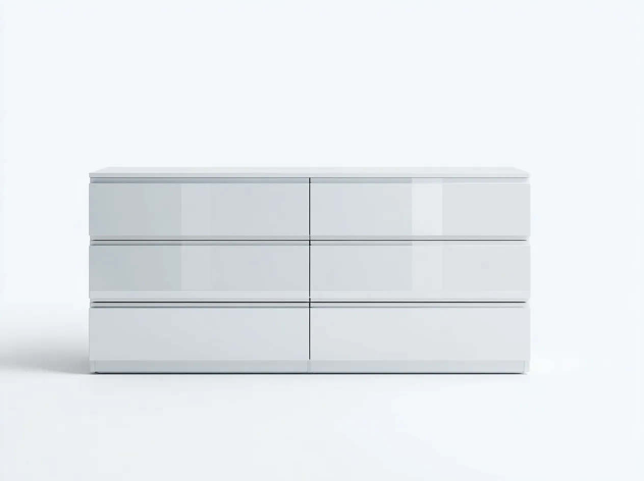 Commode-MDF-métal-132 x 44 x 77 cm-blanc brillant-style minimaliste-Roriamidecor