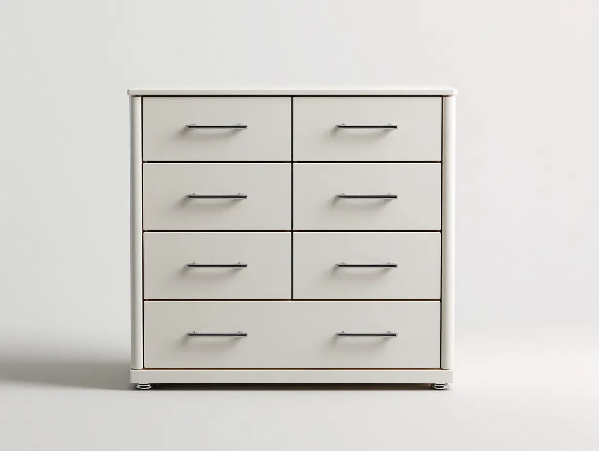 Commode-MDF-métal-90 x 46 x 95 cm-blanc-style moderne-Soviavanest
