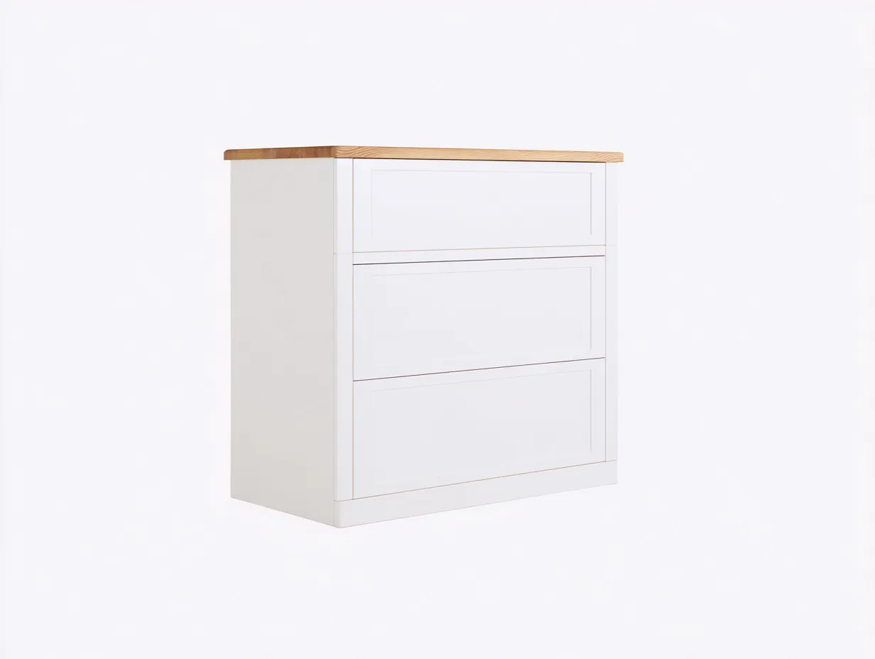 Commode-MDF-bois-78 x 43 x 88 cm-blanc-naturel-style scandinave-Soviavanest